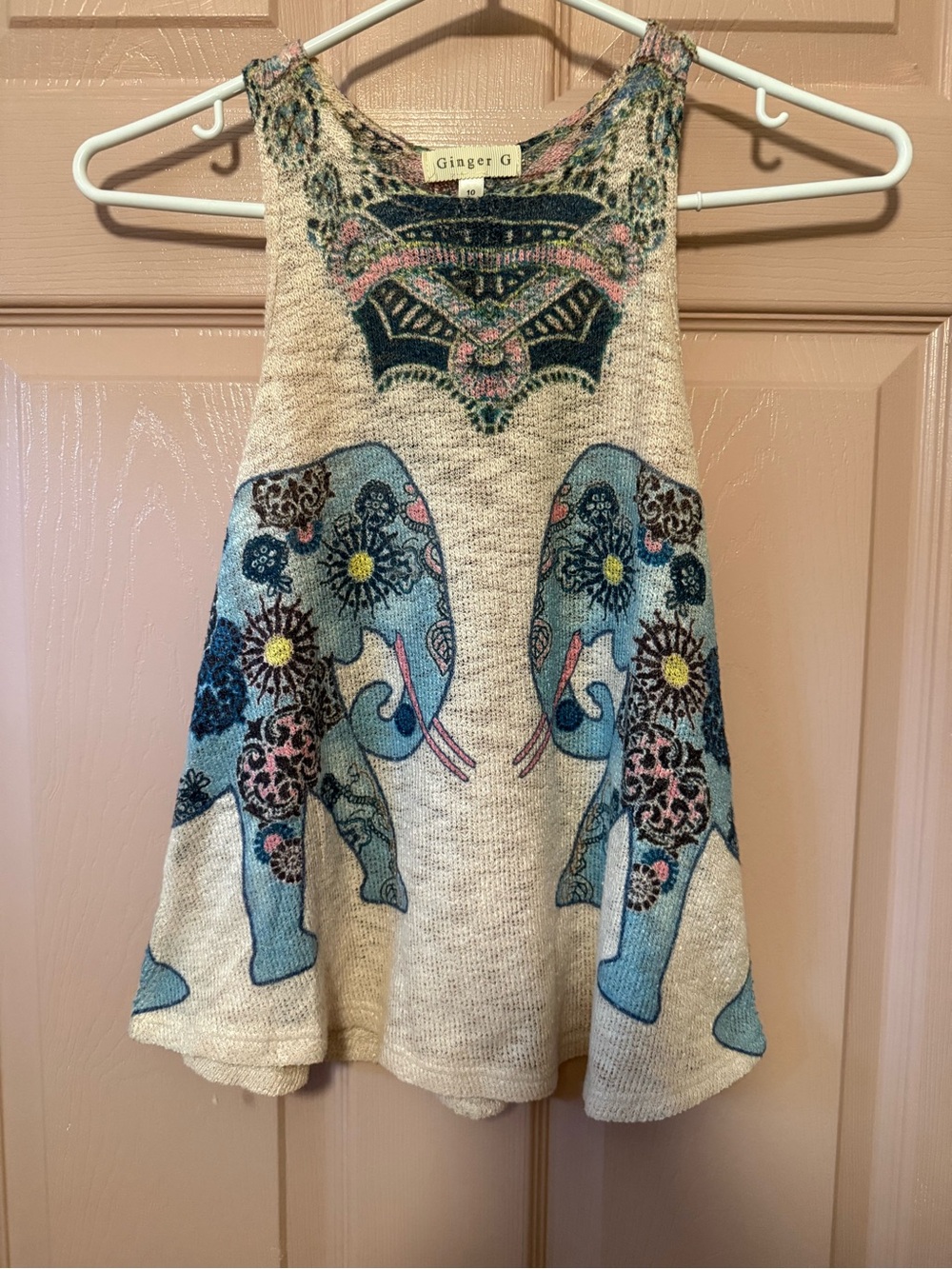 2 for $25 - Ginger G Girls Blue Elephant Print Tank Top
